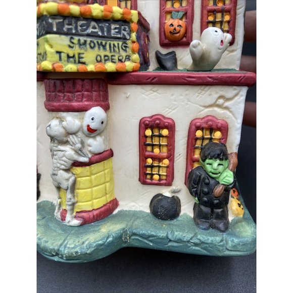 Halloween Harvest Spooky Lighted Porcelain House Haunted Theater - Picture 14 of 14